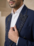 Blue Japanese Hand Embroidered Tuxedo