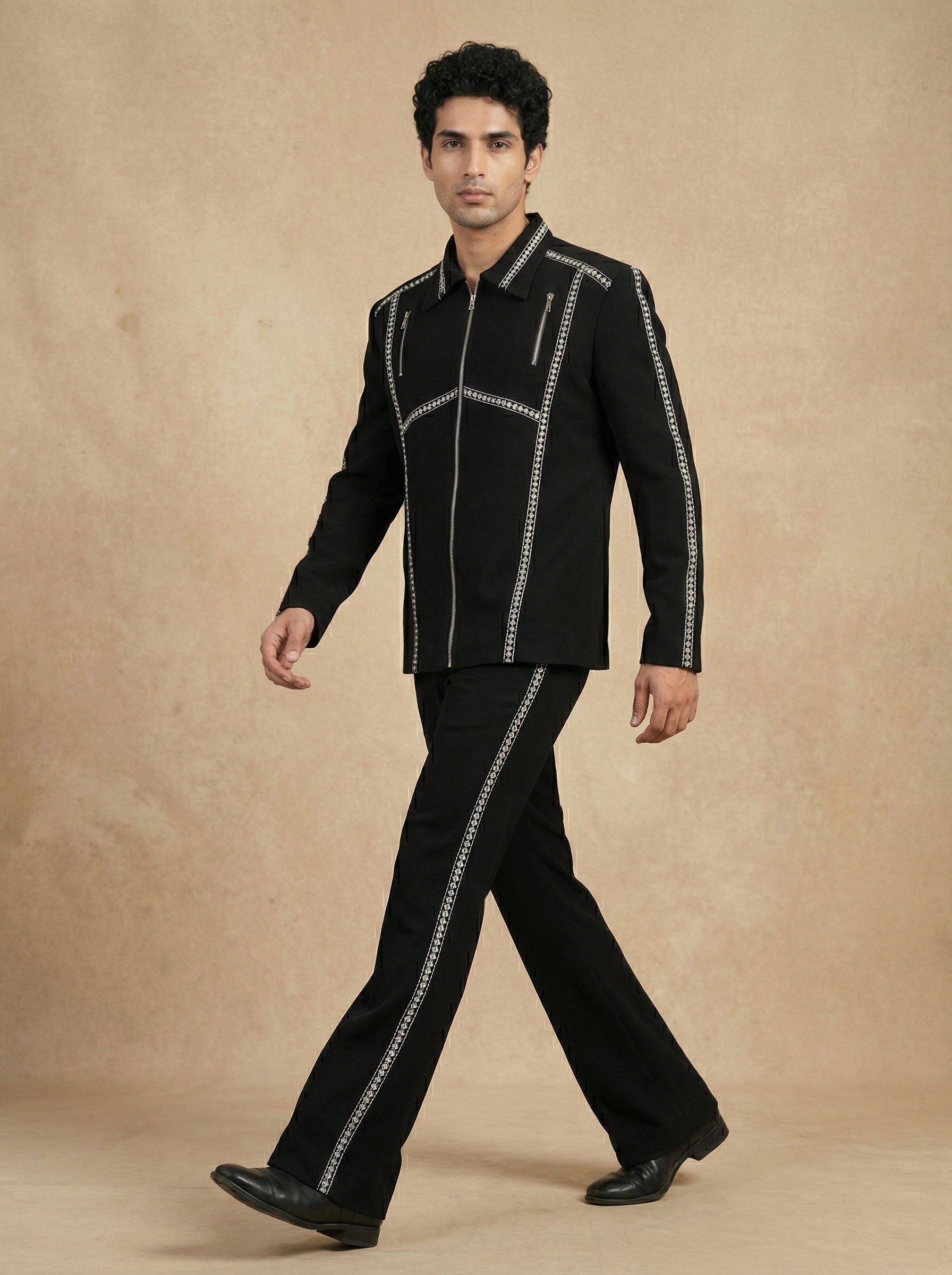 Shacket with thread work and zip