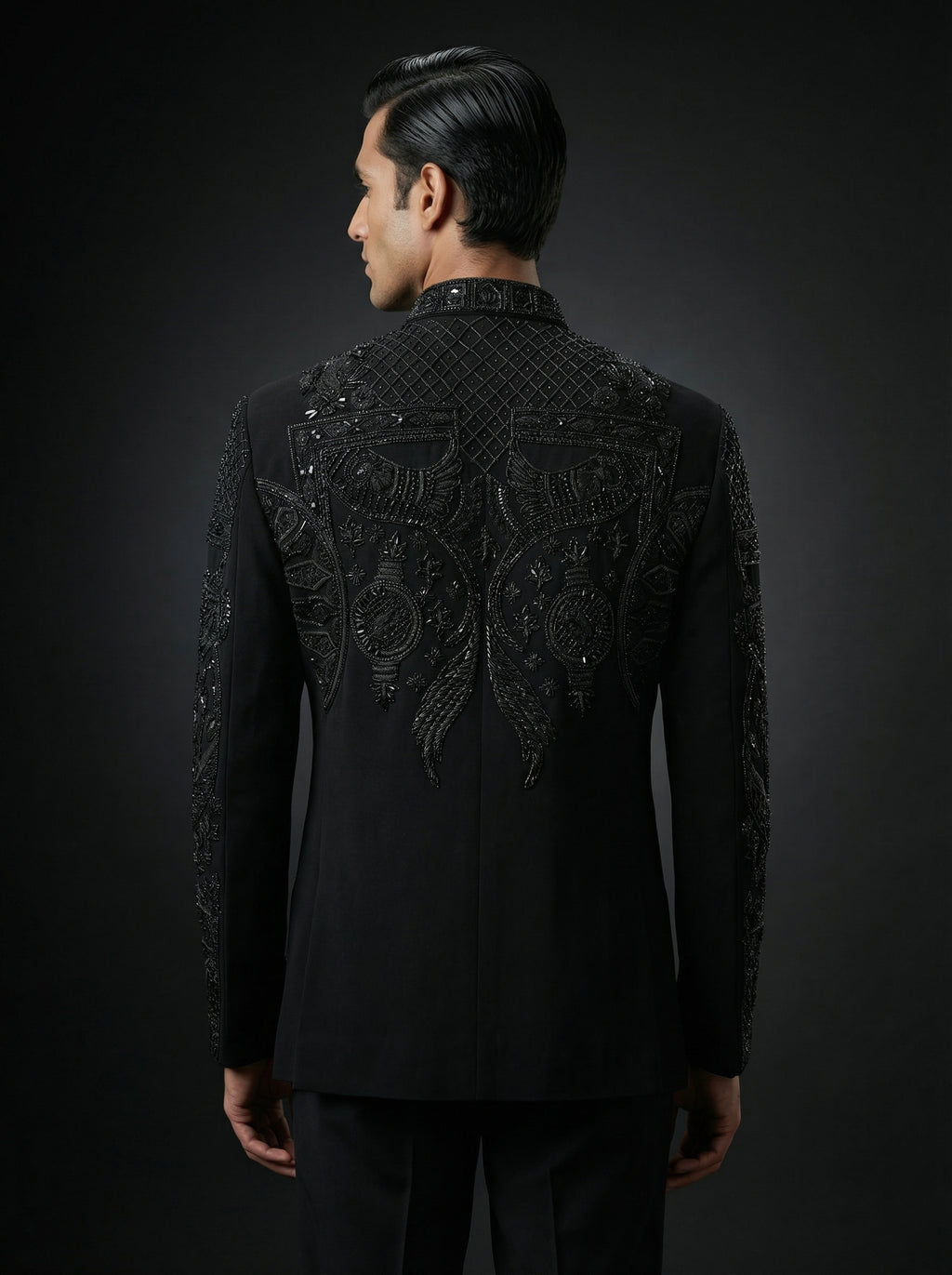 Black Jodhpuri with full hand embroidery