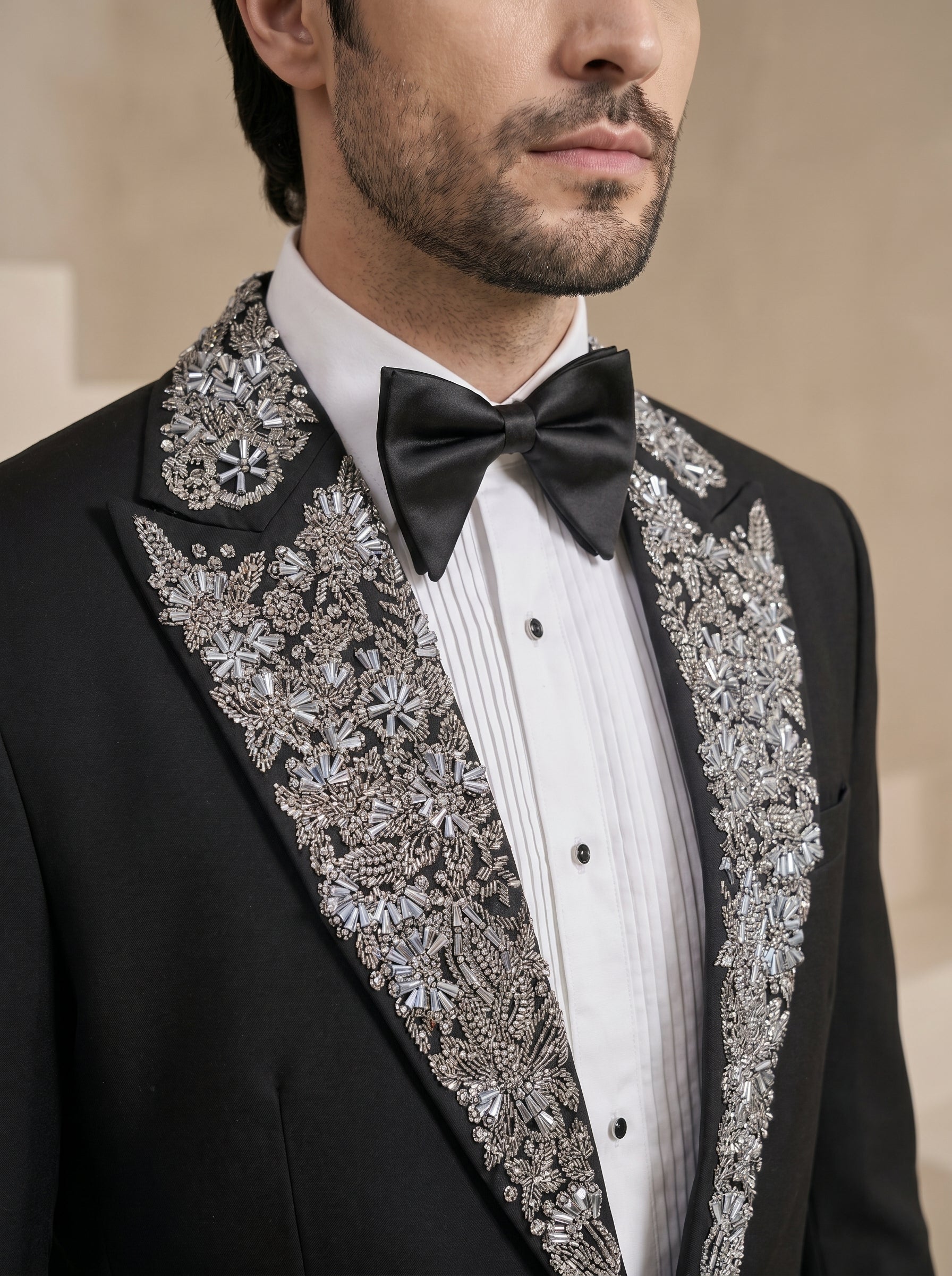 Black Japanese Hand Embroidered Tuxedo