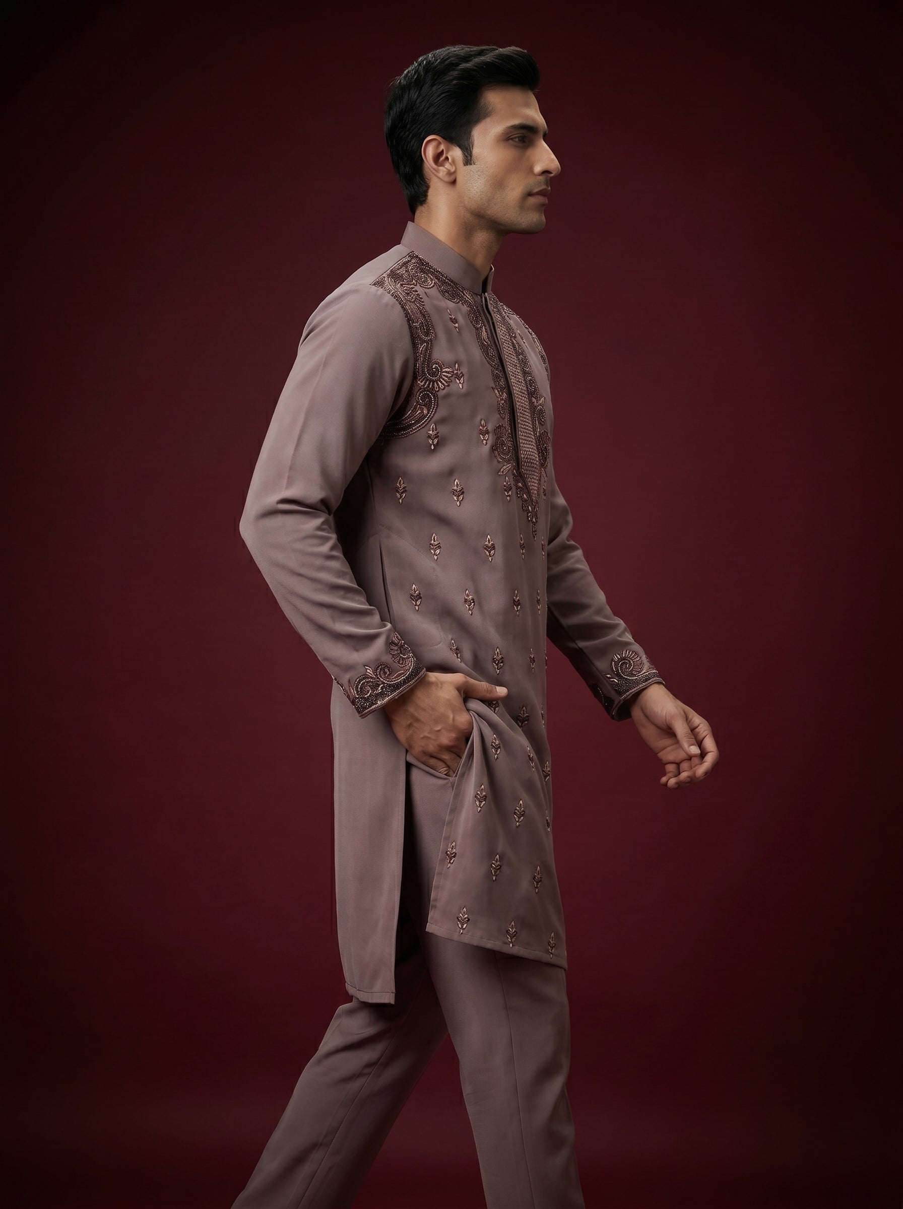 Japanese Hand Embroidered Kurta Pajama