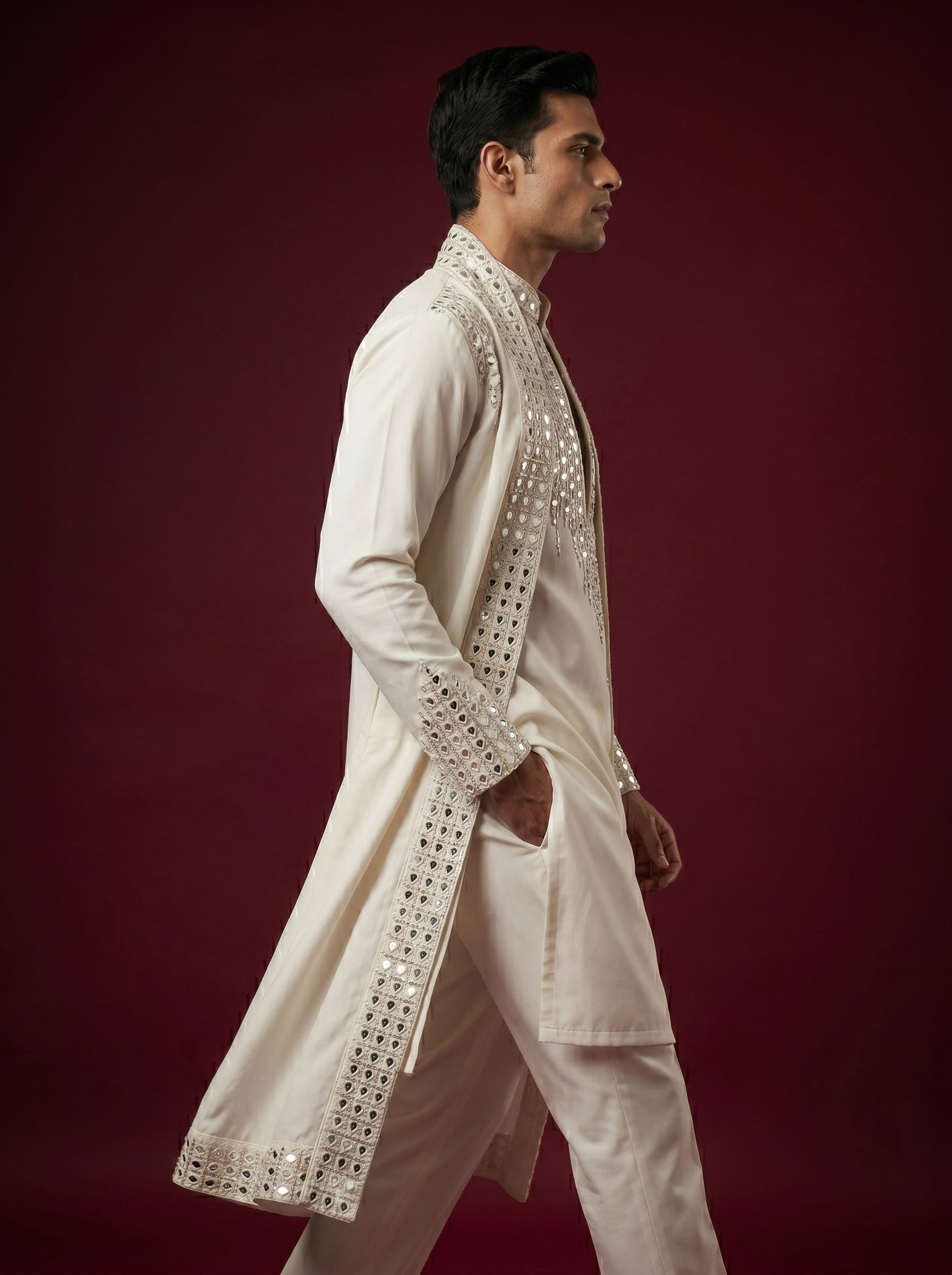 Japanese Hand Embroidered Kurta Pajama