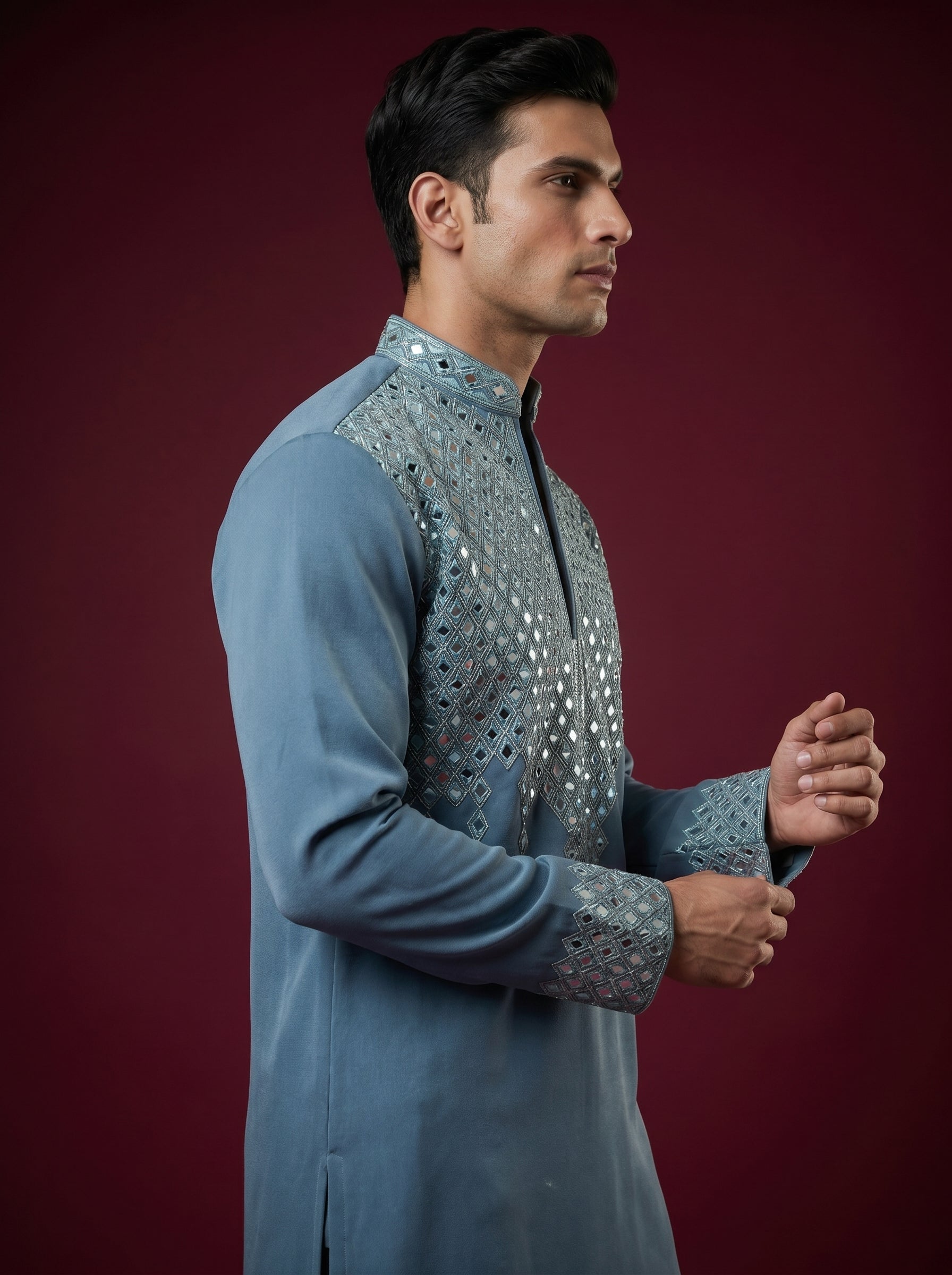 Japanese Hand Embroidered Kurta Pajama