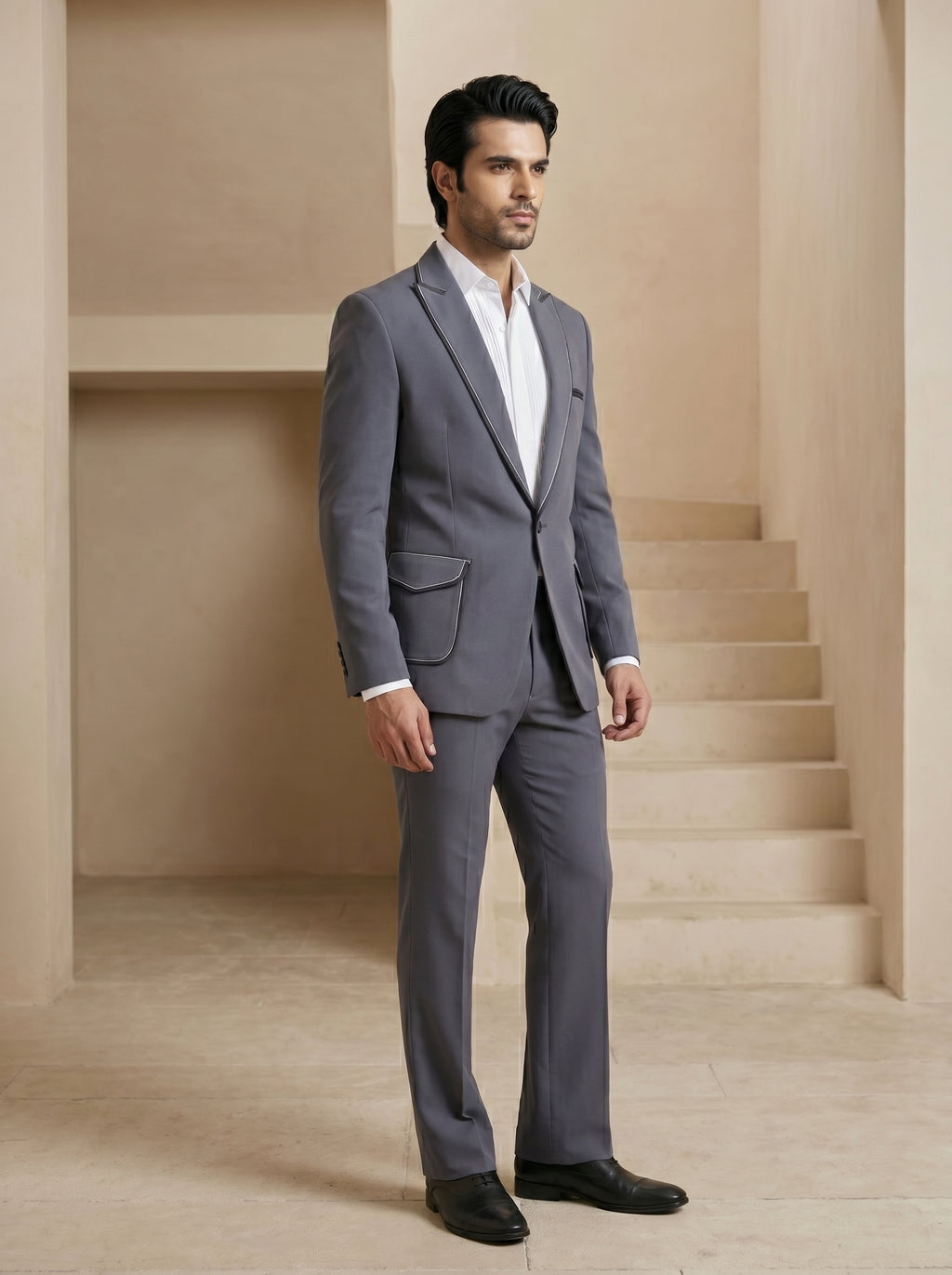 Grey Japanese Patch Pocket Suit