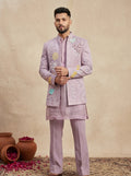 Velvet Multicolor Hand Embroidered Indo Western