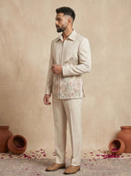 Japanese Shacket with Multi Color Thread Embroidery and French Knots