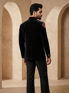 Black multi color thread work bandgala