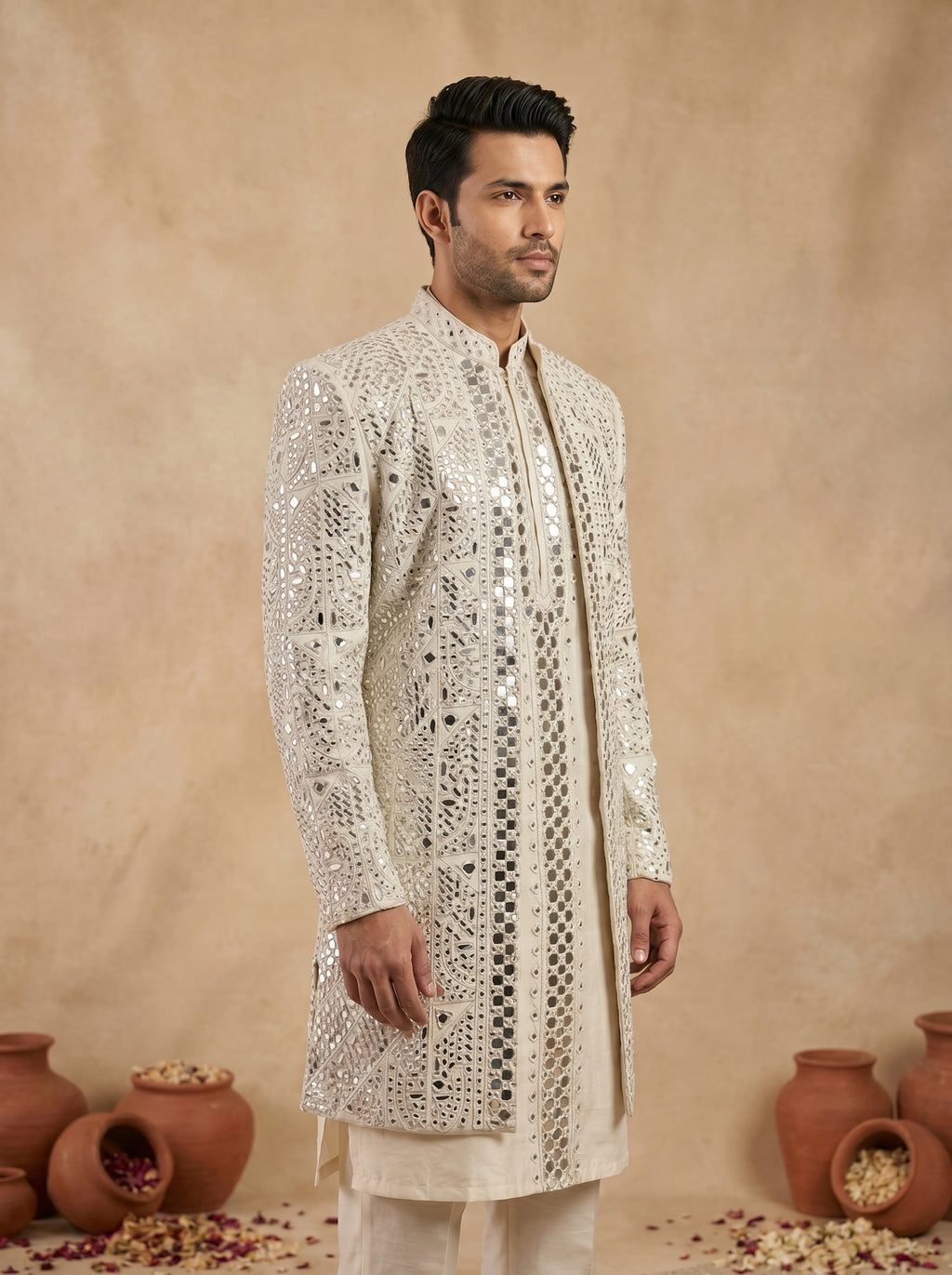 Silk Heavy Mirror Work Kurta