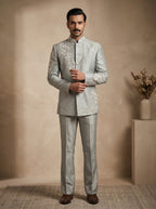 Raw silk hand embroidered bandgala
