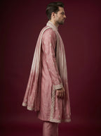 Silk Embroidered Kurta Pajama with Off White Bell Bottom