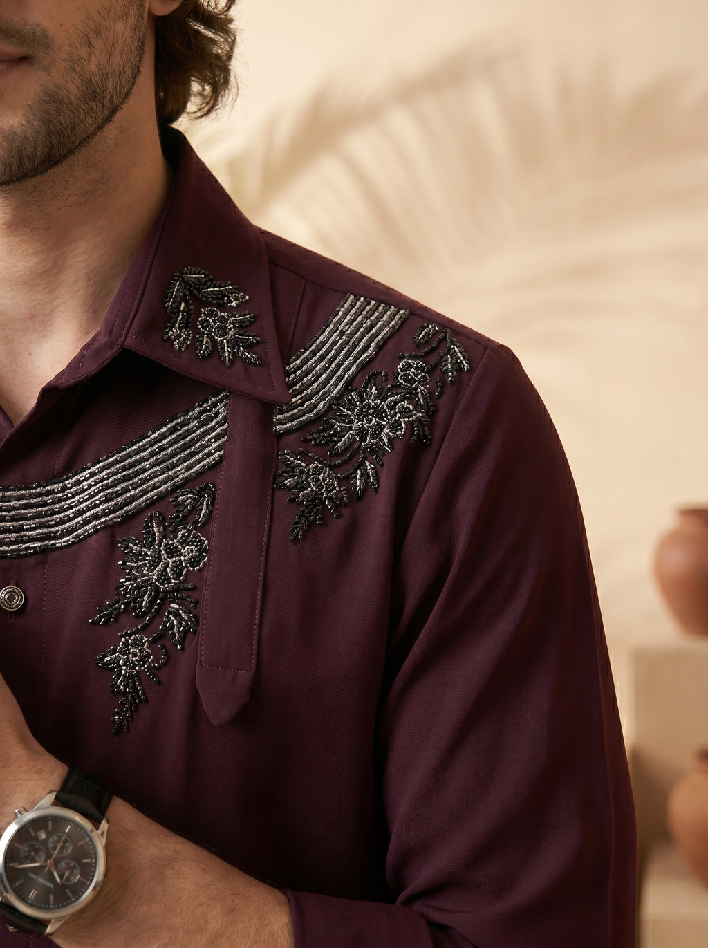 Hand embroidered designer shirts with same pants (SH-NU07)