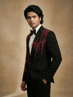 Black Japanese hand embroidered tuxedo