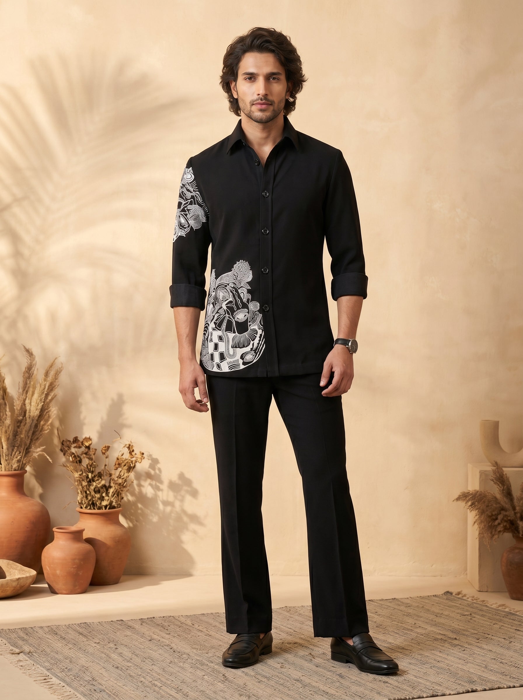 Thread work designer shirts with same pants (SH-NU05)