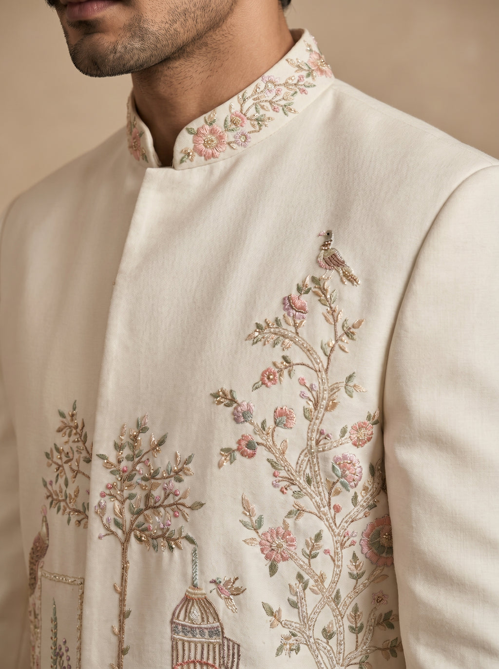 Ivory Jodhpuri with multicolor thread and hand work