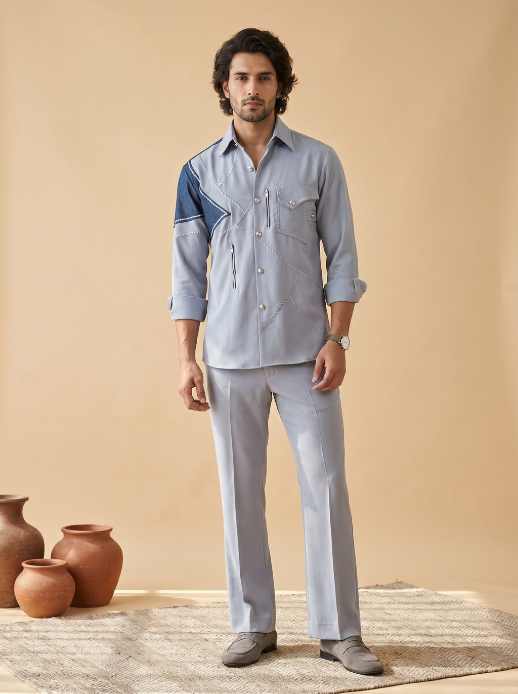 Patch work designer shirts with same pants