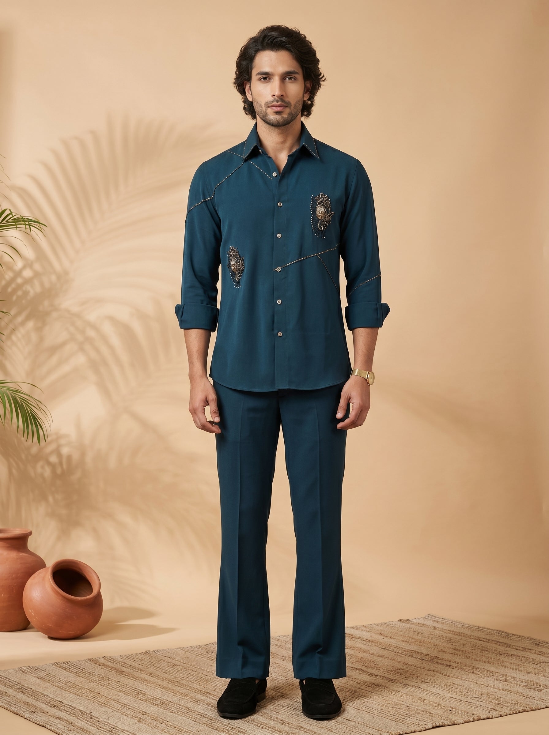 Hand Embroidered designer shirts with same pants (SH-NU01)