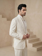 White Japanese Hand Embroidered Tuxedo