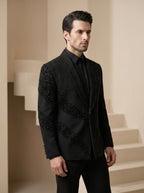 Black Japanese Hand Embroidered Tuxedo