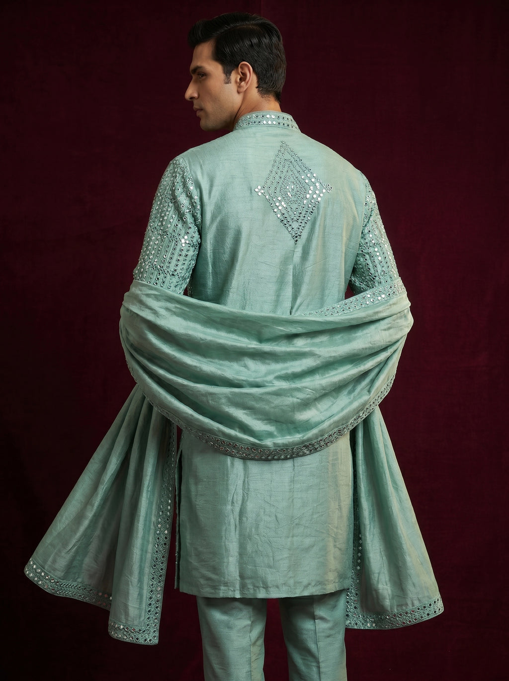 Silk Mirror Embroidered Kurta Pajama