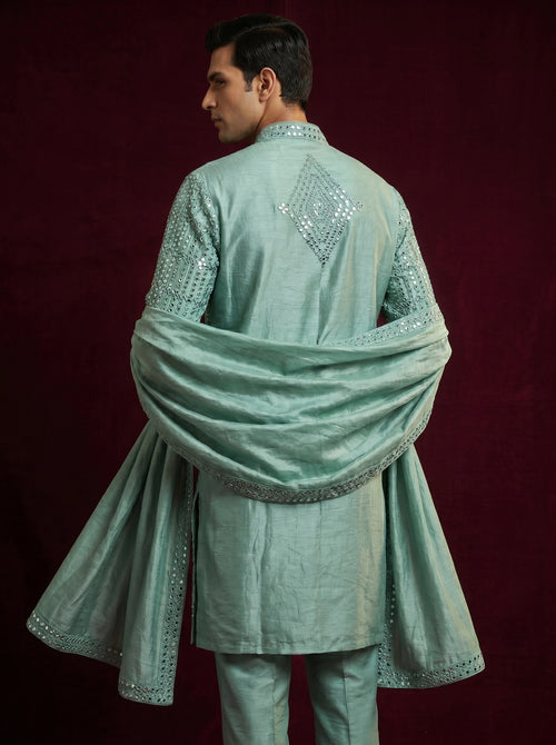 Silk Mirror Embroidered Kurta Pajama