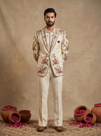 Cream Japanese Hand Embroidered Suit