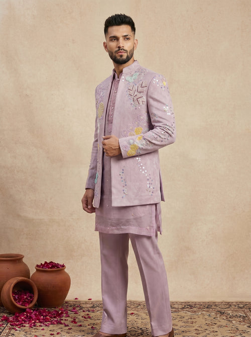 Velvet Multicolor Hand Embroidered Indo Western