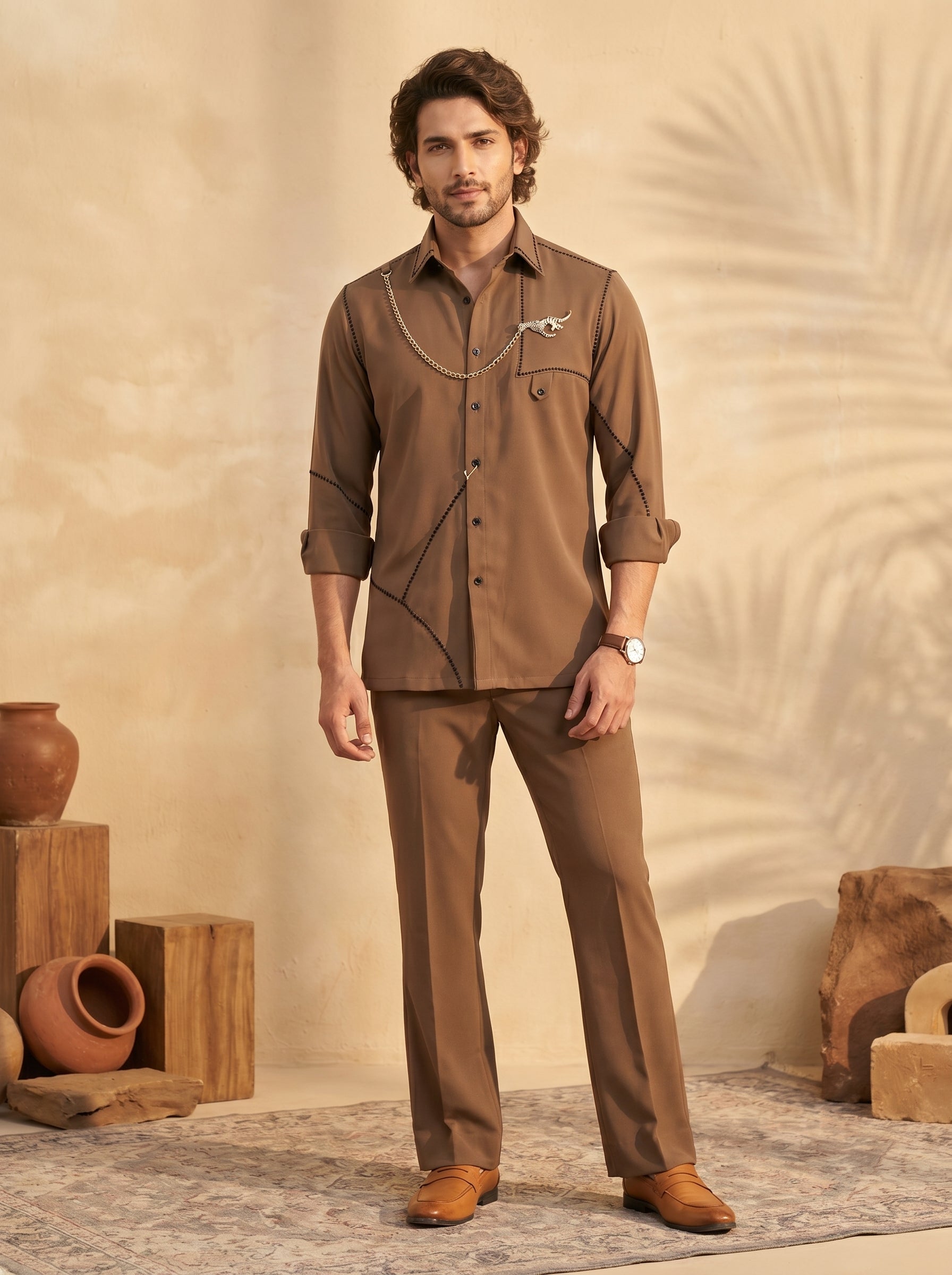 Hand embroidered designer shirts with same pants (SH-NU09)