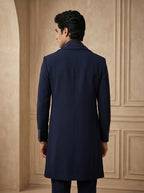 Navy Blue hand Embroidered Indo Western with stall