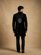 Indo Western with black and silver embroidery in ombre