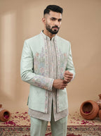 Silk Multicolor Hand Embroidery Carnival Indo Western