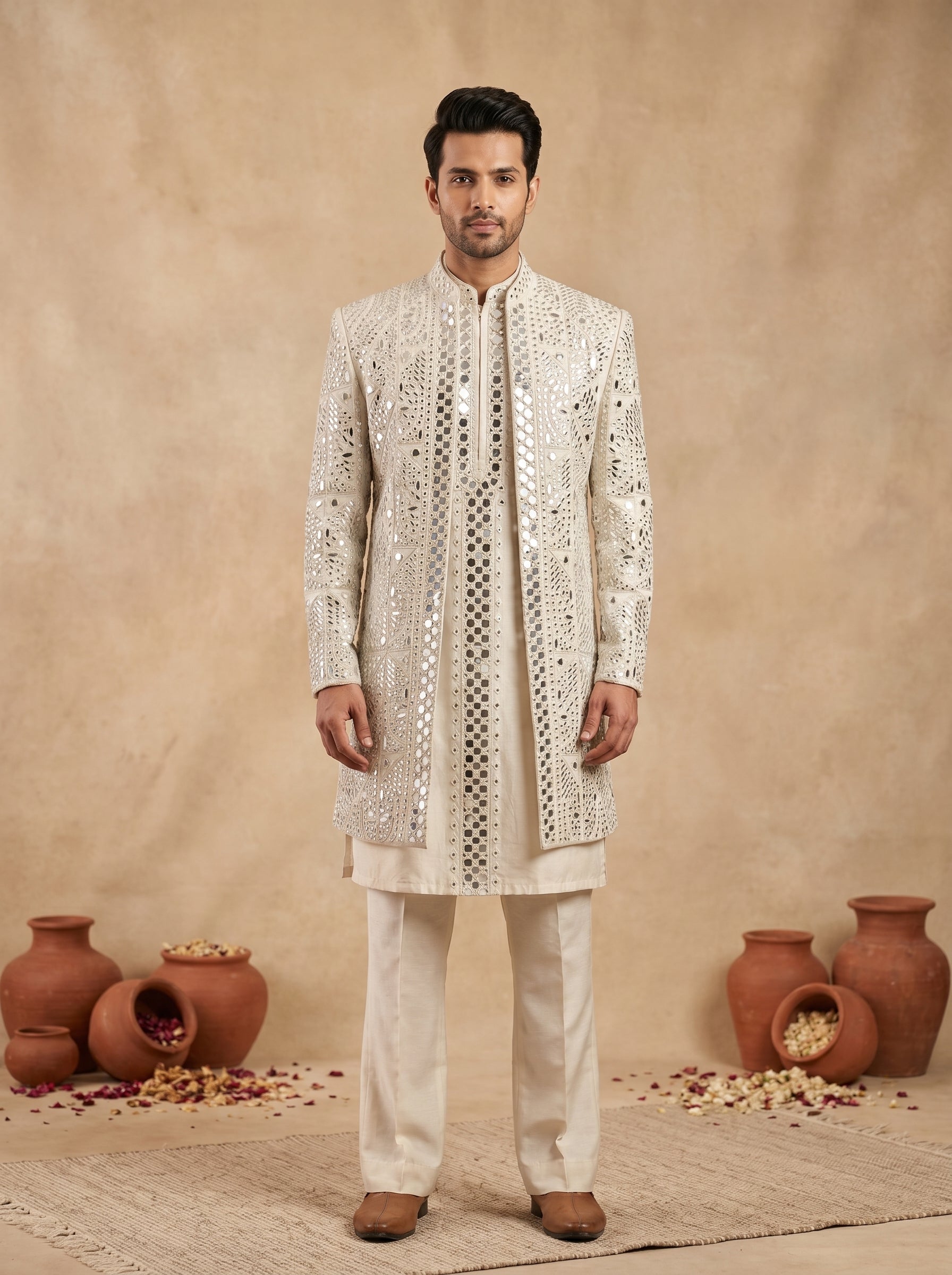 Silk Heavy Mirror Work Kurta