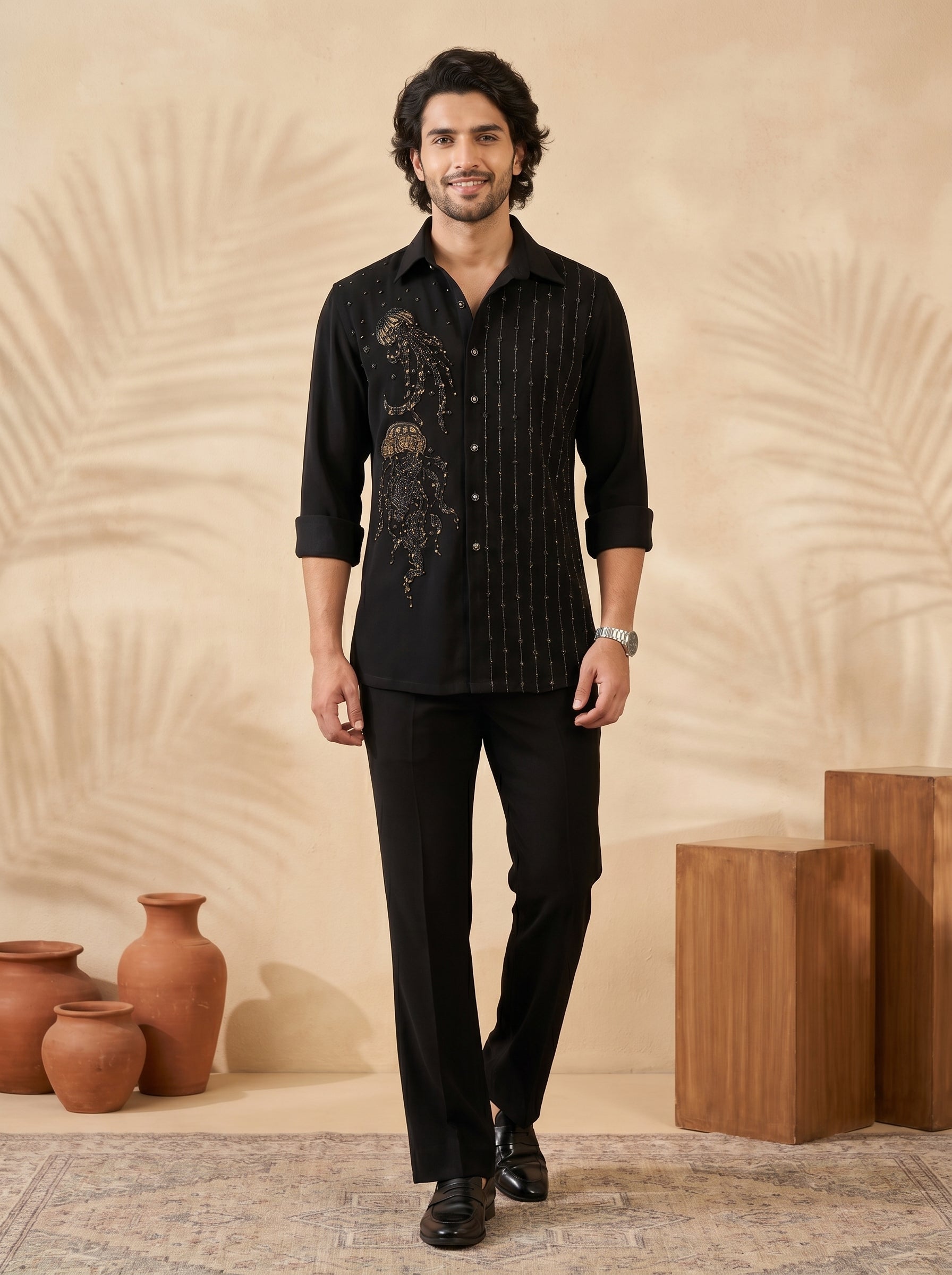 Hand embroidered designer shirts with same pants (MD2435)