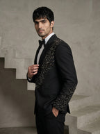 Black Japanese Hand Embroidered Tuxedo