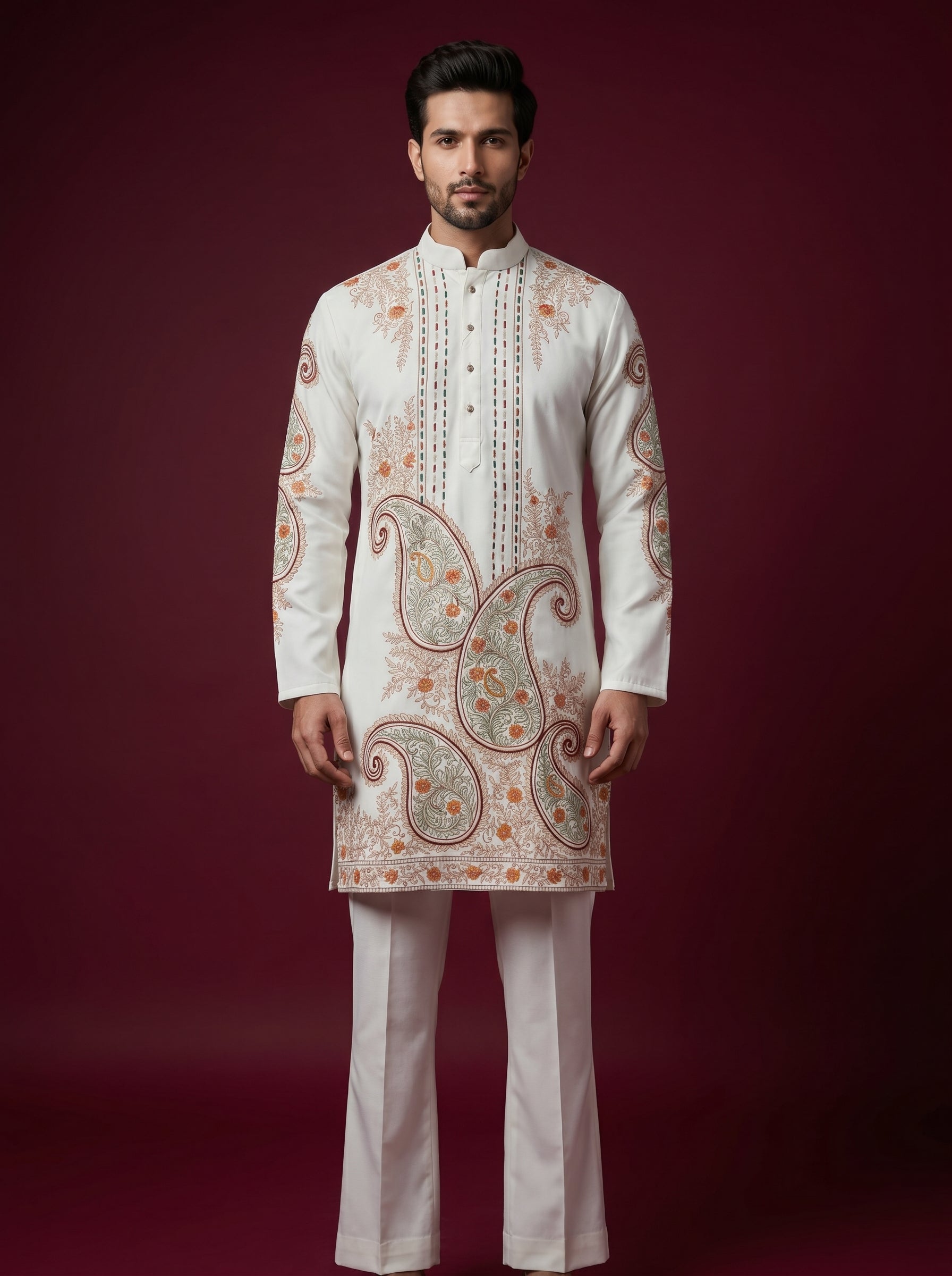 Japanese Hand Embroidered Kurta Pajama