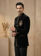 Velvet hand embroidered with metal broach jodhpuri