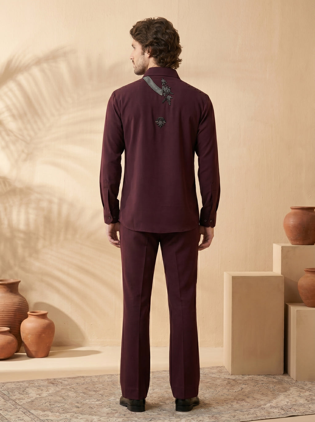 Hand embroidered designer shirts with same pants (SH-NU07)