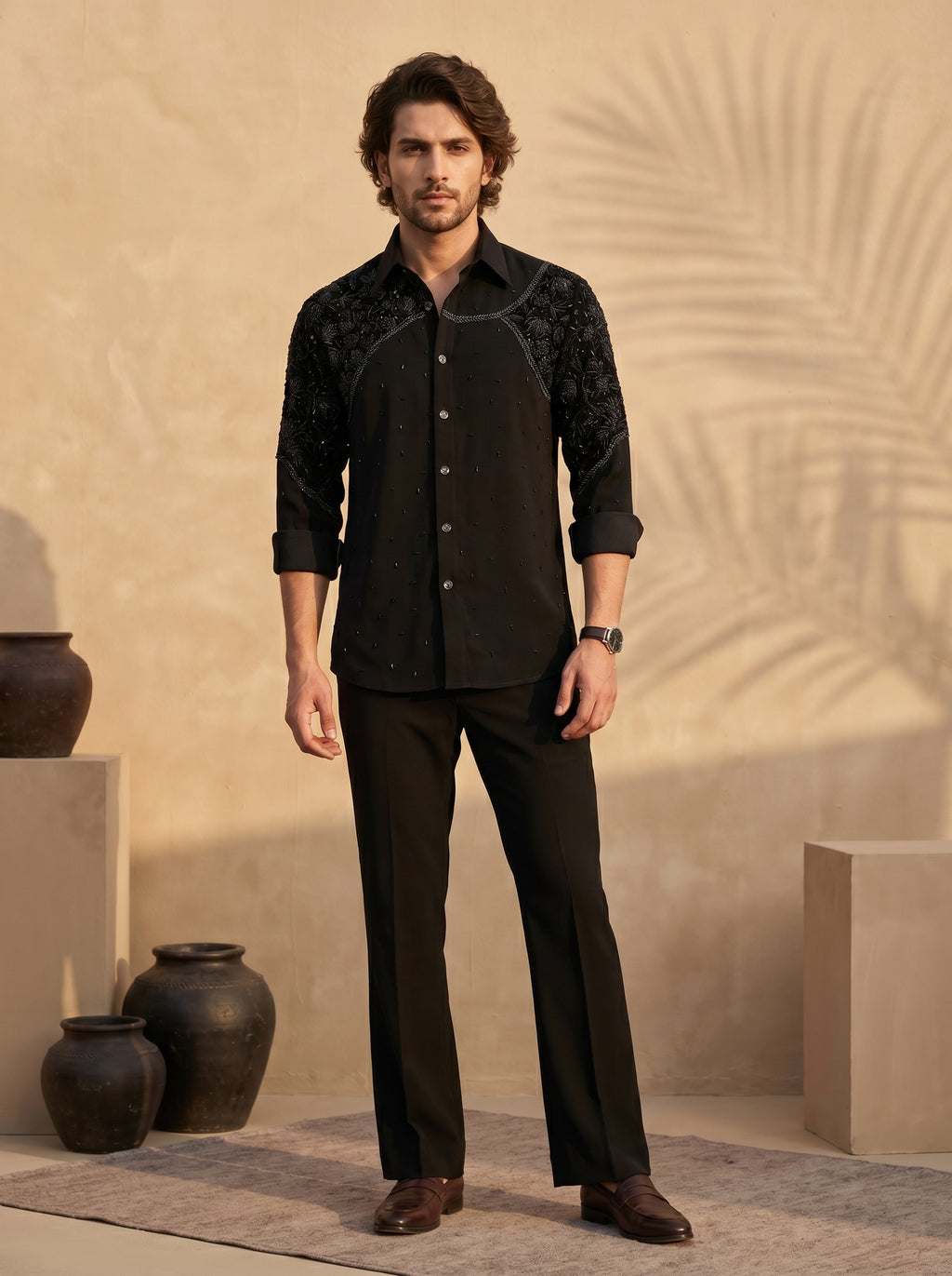 Hand embroidered designer shirts with same pants (SH-NU10)