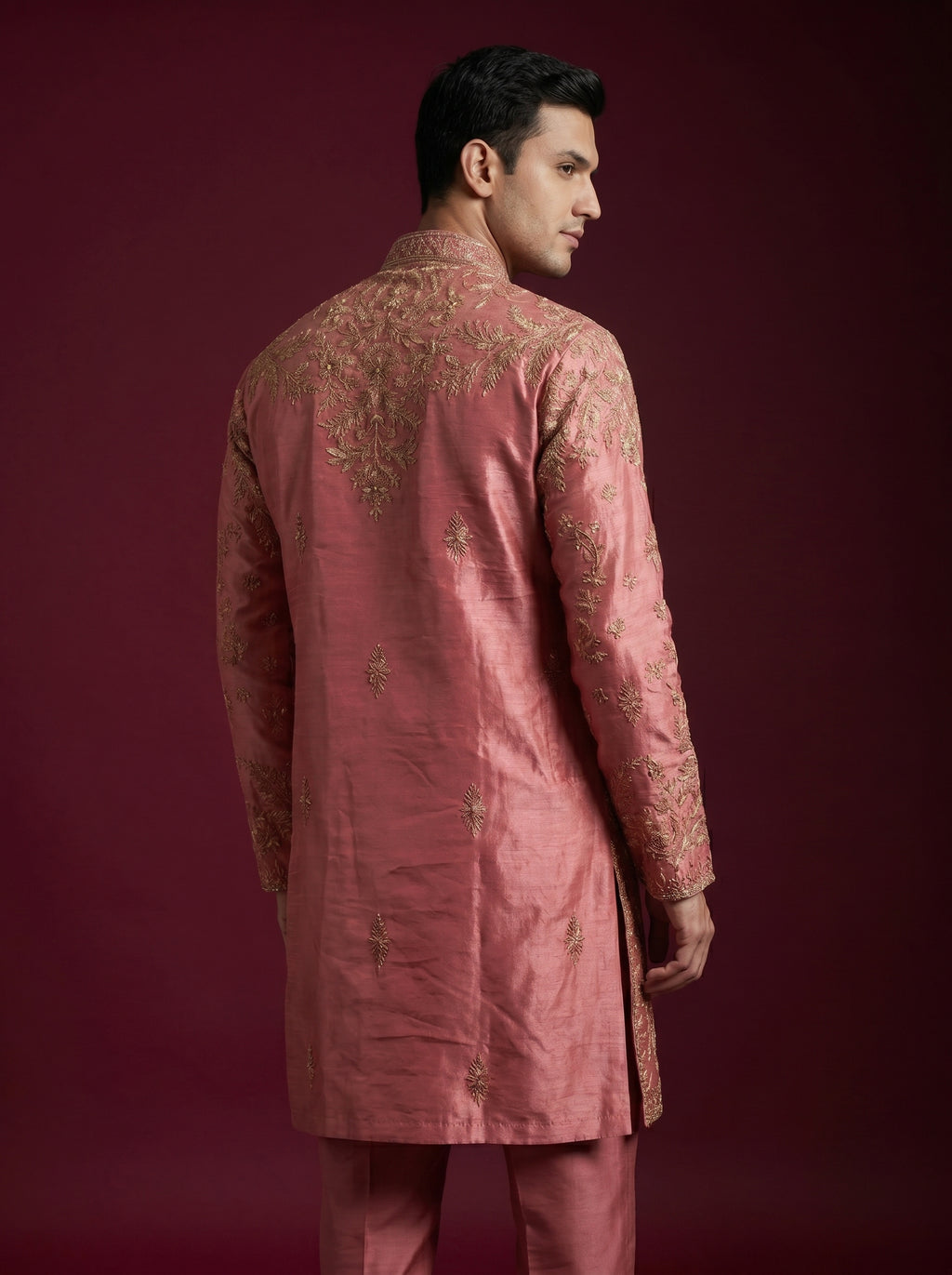 Tissue Fabric Hand Embroidered Kurta Pajama