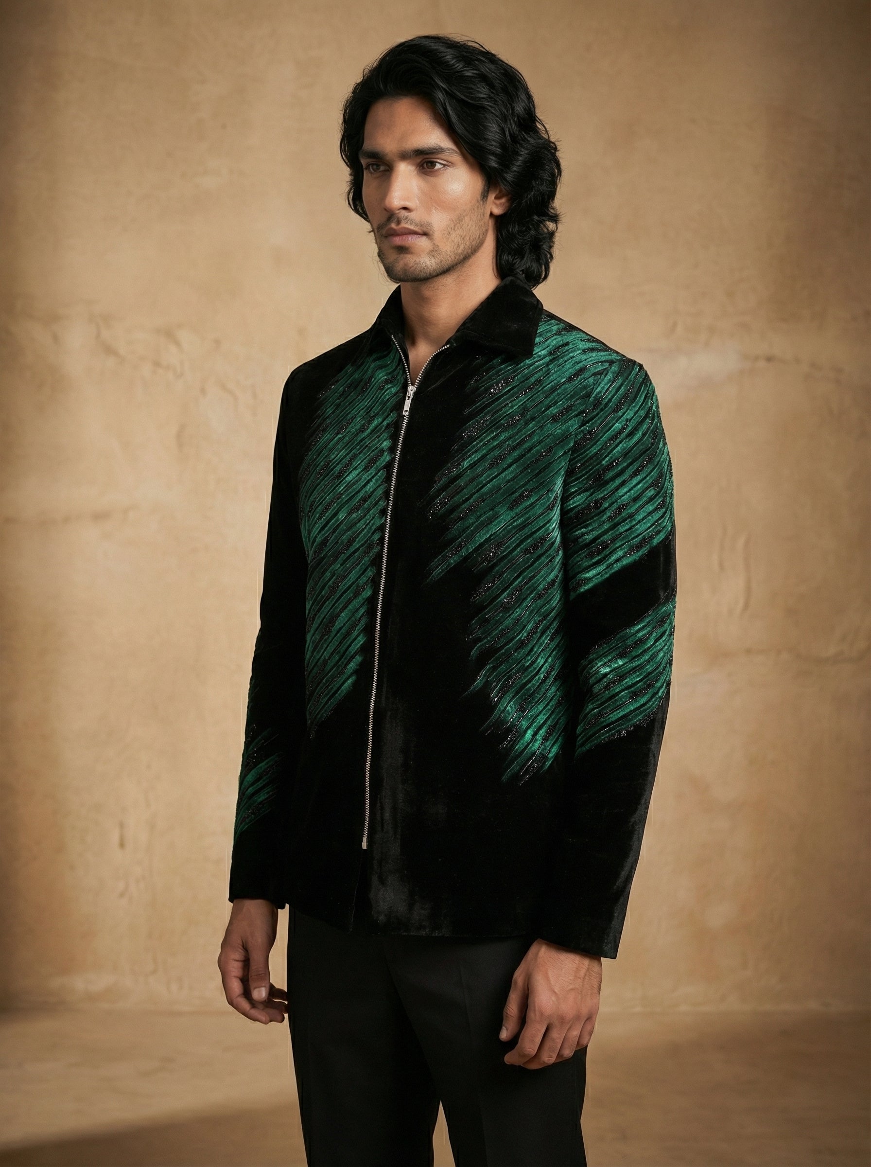 Hand painted and hand work velvet shacket