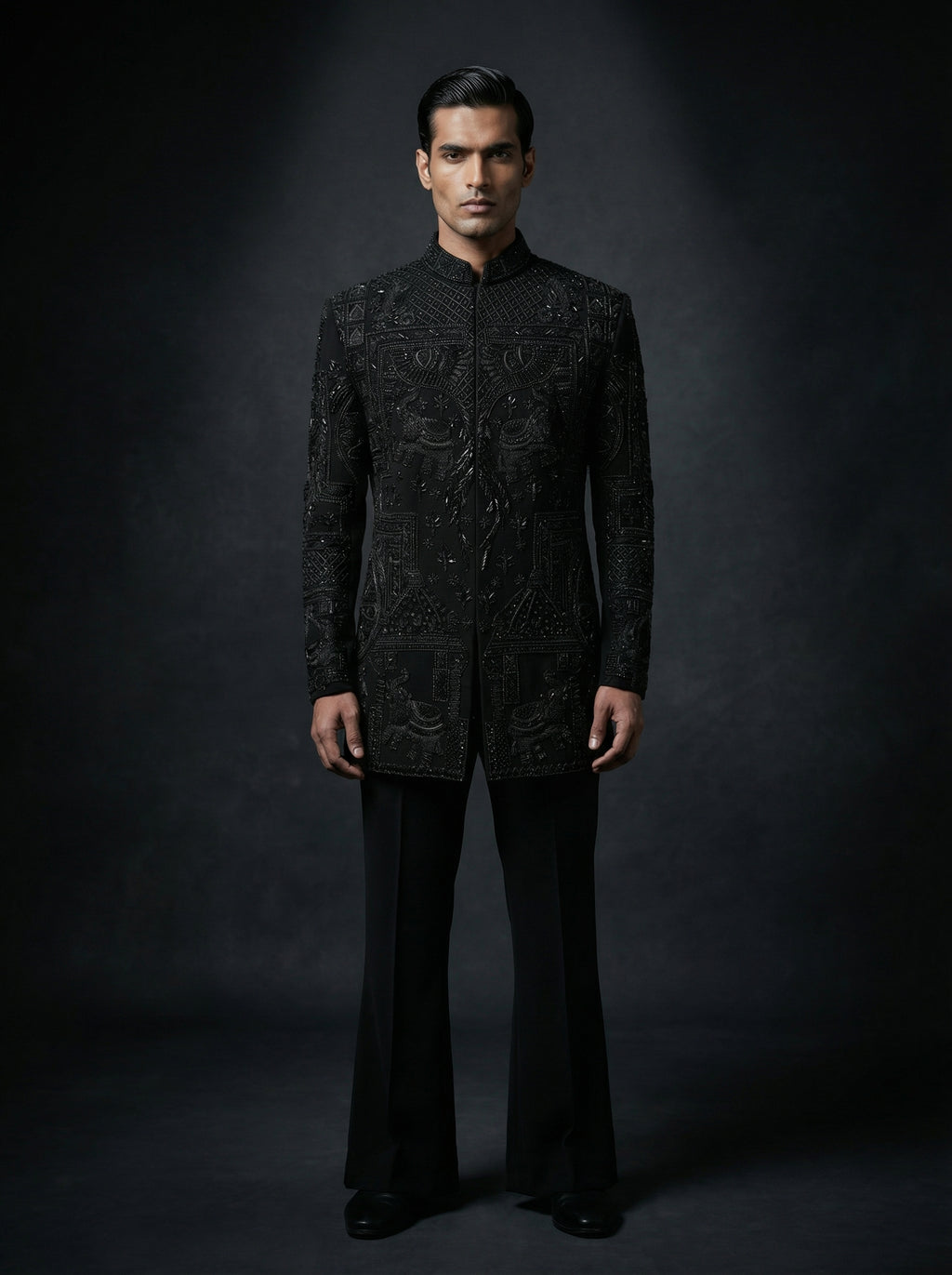 Black Jodhpuri with full hand embroidery