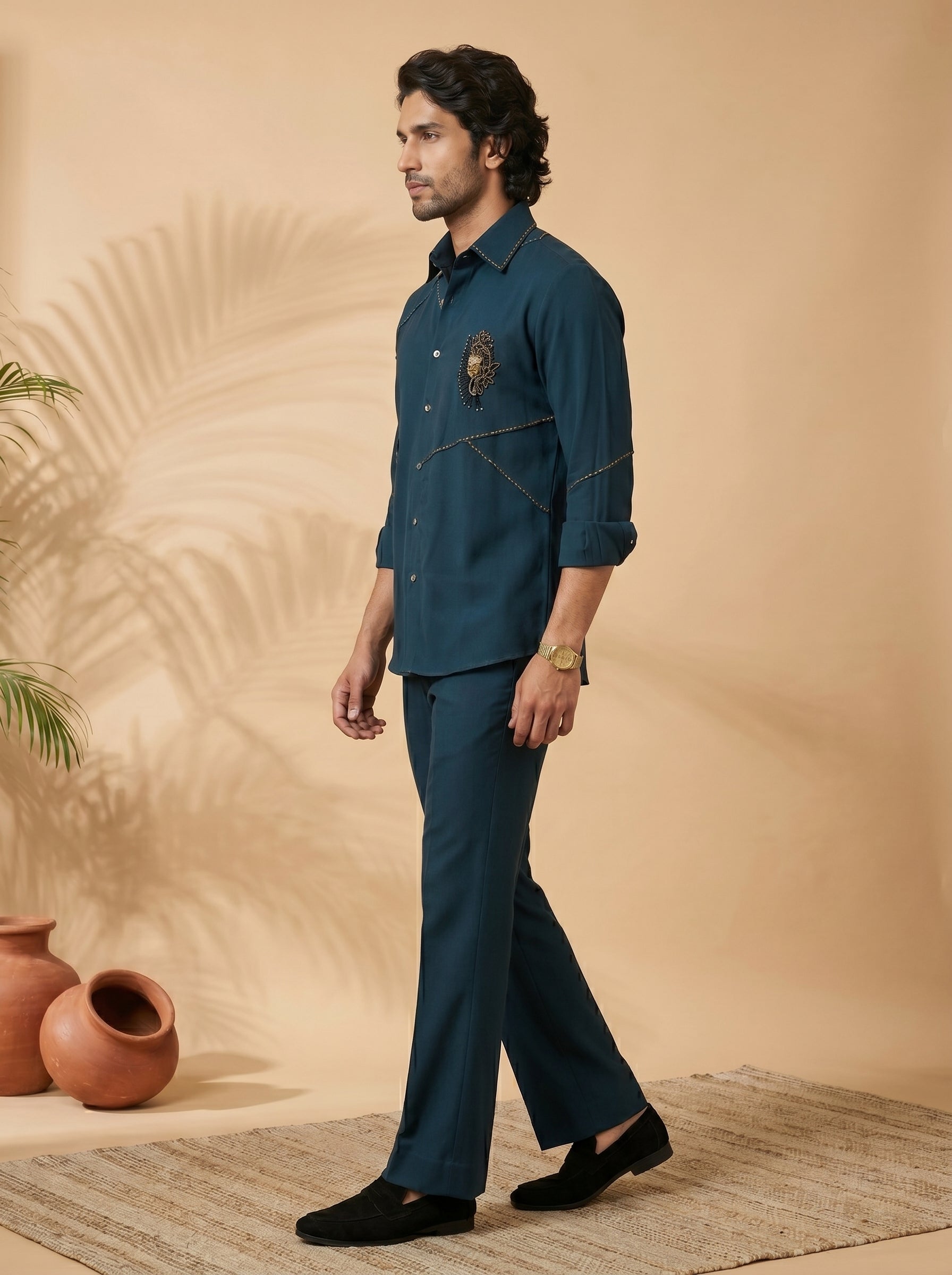 Hand Embroidered designer shirts with same pants (SH-NU01)