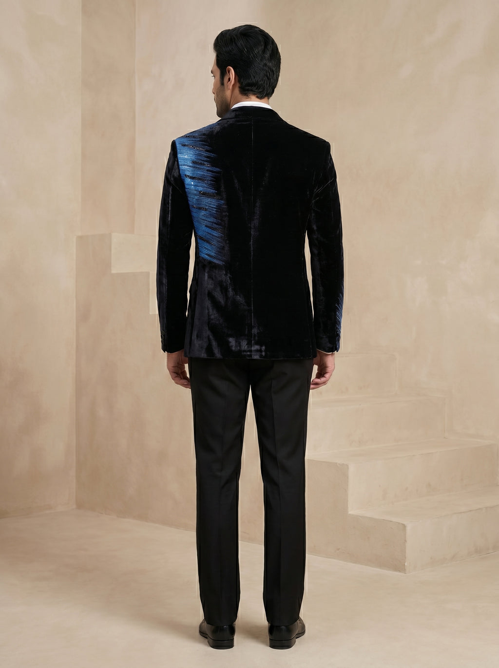 Black Velvet Hand Print Tuxedo