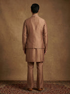 Hand Embroidered Silk Kurta Pajama Waistcoat Set