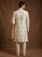 Silk Sherwani With Hand Embroidery