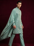 Silk Mirror Embroidered Kurta Pajama