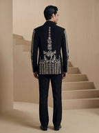 Black Japanese Hand Embroidered Tuxedo