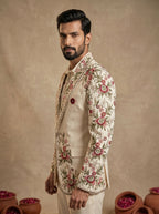 Cream Japanese Hand Embroidered Suit