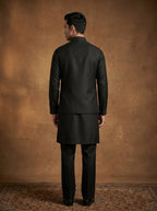 Hand Embroidered Silk Kurta Pajama Waistcoat Set