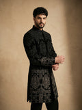 Indo Western with black and silver embroidery in ombre