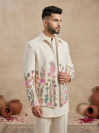 Shacket with Multi Color Thread Work